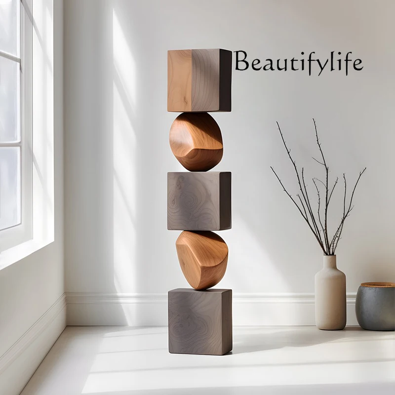 Endless Pillar Hotel Solid Wood Sculpture Art Floor Decoration Sales Office Entrance Decoration