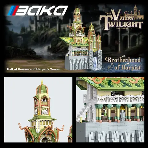 7140PCS 타워 오브 스트렝스 빌딩 블록 창의적인 DIY 성 세트 모델 브릭 데스크탑 장식 장난감 어린이용 휴일 선물