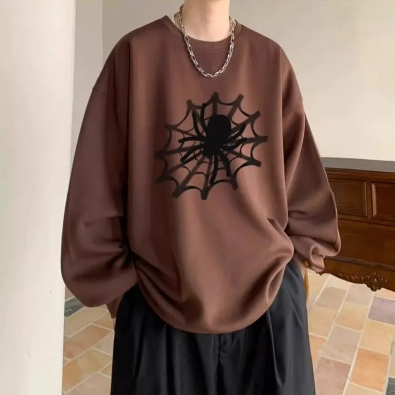 Giacca unisex autunno nuova ragno con stampa retrò ampia, comoda, semplice e versatile, stile coppia, sport all'aria aperta, girocollo