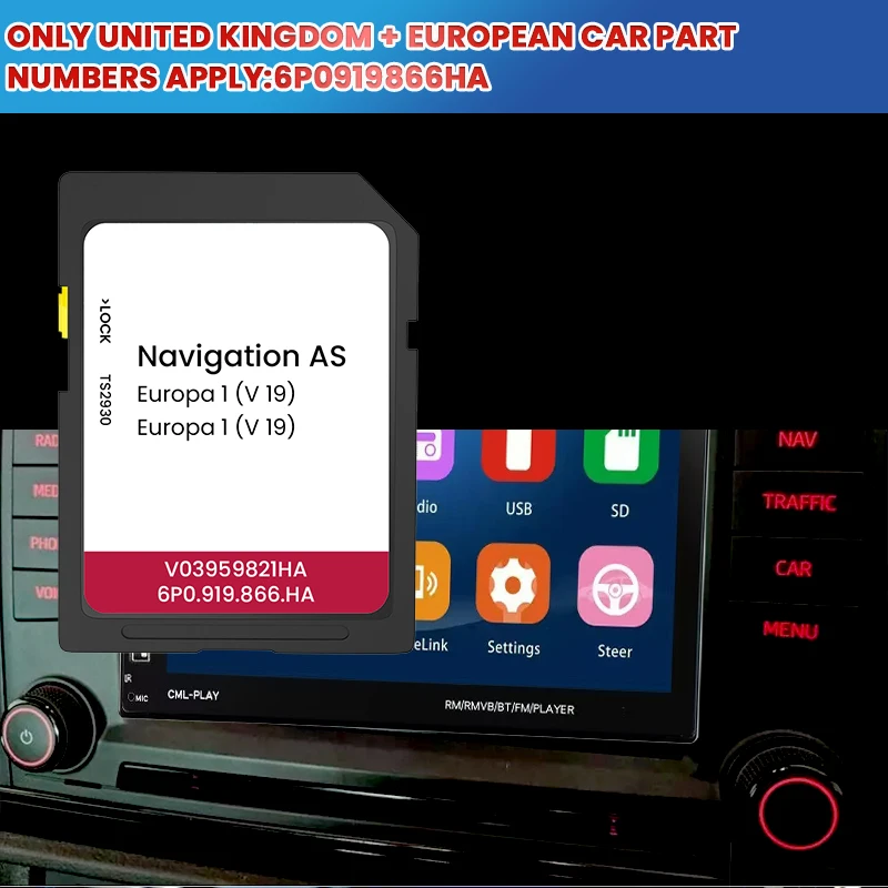 مقعد MIB2 جديد 2024 للمملكة المتحدة/أوروبا AS V19 خريطة ملاحة السيارة بطاقة SD 32 جيجابايت #1