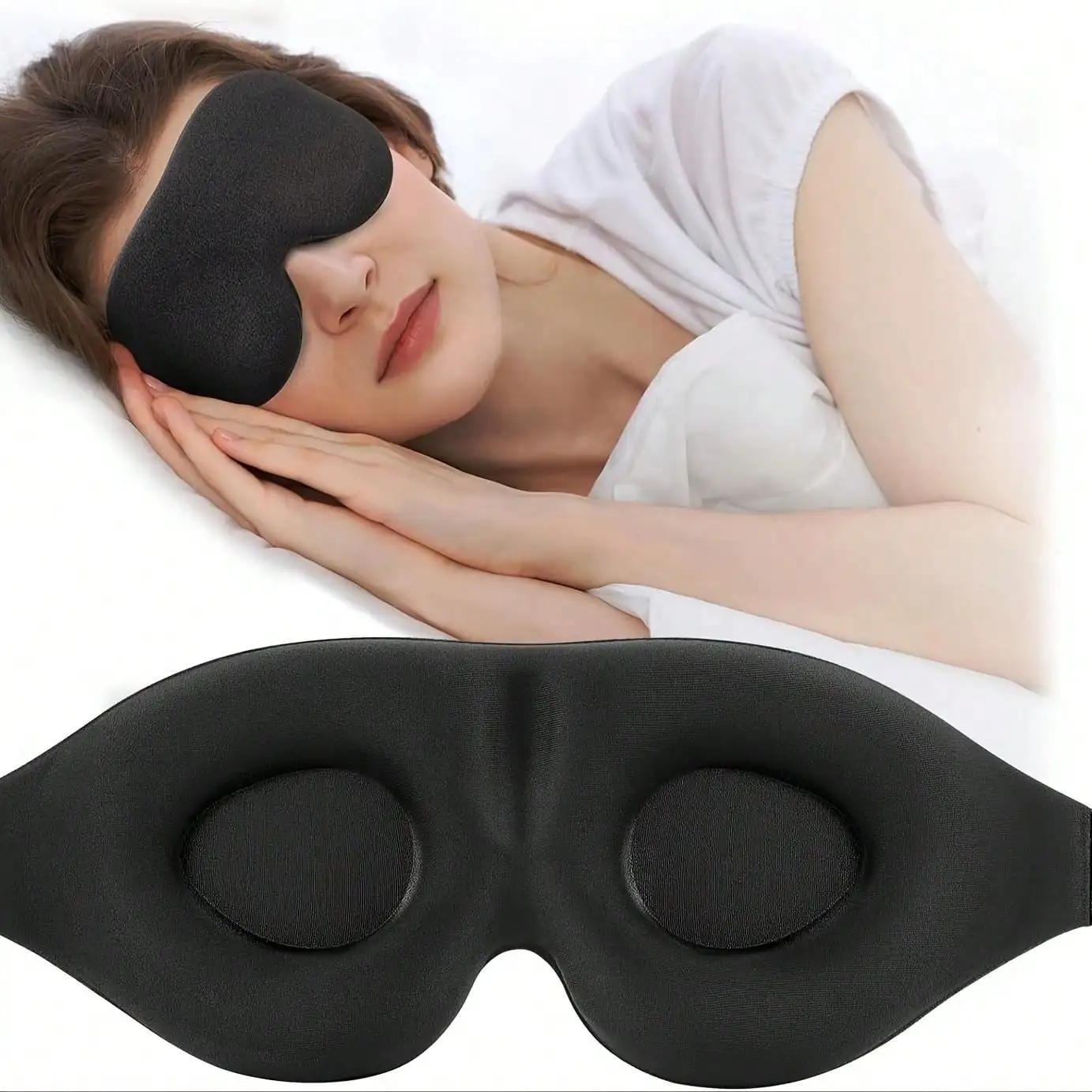 

Sleep Eye Mask For Men Women, 3D Contoured Cup Sleeping Mask & Blindfold, Concave Molded Night Sleep Mask, Block Out Light, Soft Comfort Eye Shade Cover For Travel Yoga Nap, Black