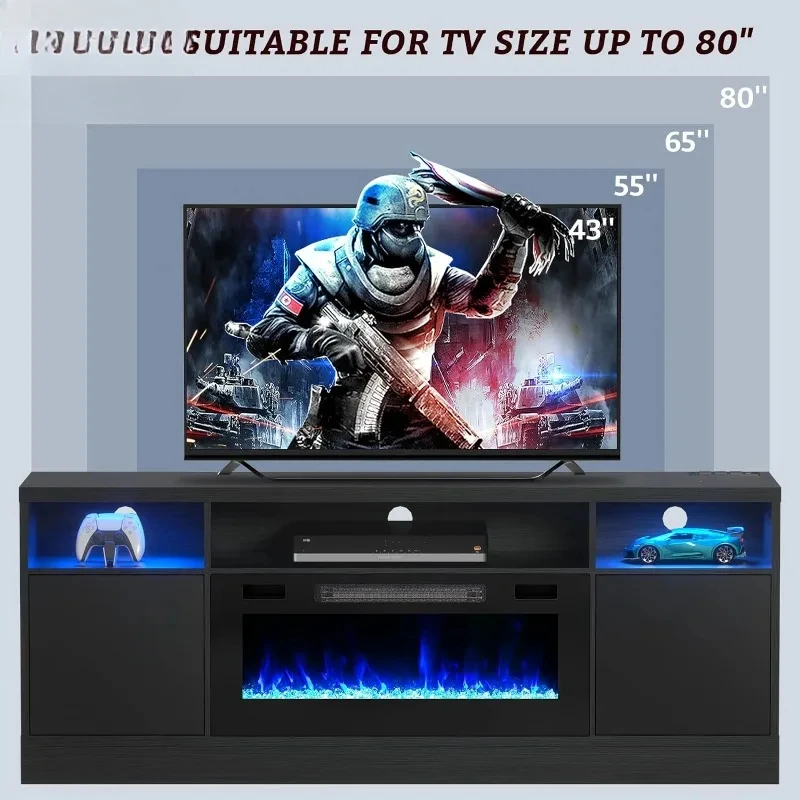 Electric Fireplace TV Stand Entertainment Center-70 inch TV Stand with 36