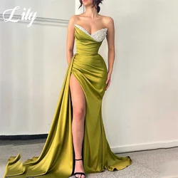 Lily Mint Green Mermaid Sexy Prom Dress Stain Sequins Celebrity Dress High Side Split Sleeveless Sweetheart Formal Gown 프롬 드레스