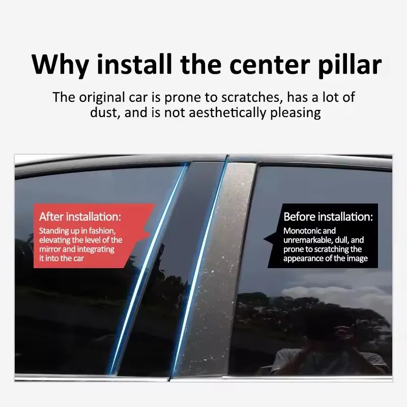 For Honda Civic 10th 2016-2021 2017 2018 2019 6pcs Window Center Pillar Film Trim Cover B C Posts Sticker Column Car Accessorie view 6