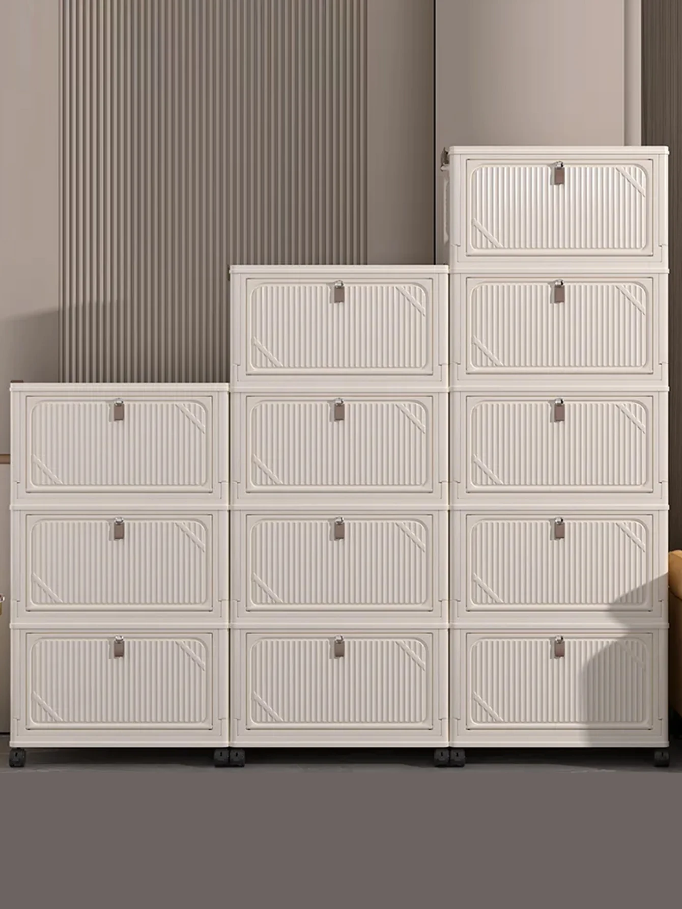 Organizador de Almacenamiento Vertical Multicapa con Tapa Abatible para Snacks, Caja de Almacenamiento para Cocina, Organizador de Piso para Sala de Estar, Estante para Juguetes