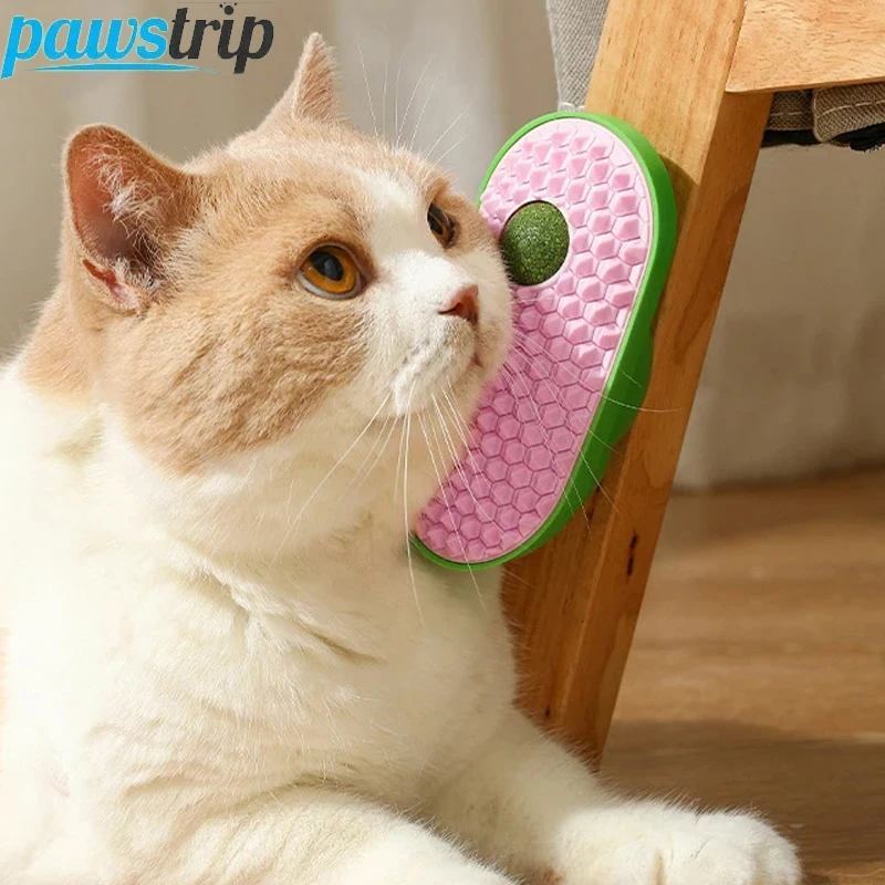 Pasteable Cat Brush Comb Cat Wall Corner Massage Scrubber Cat Rubbing Brush With Catnip Cats Grooming Supplies Cat Accessories