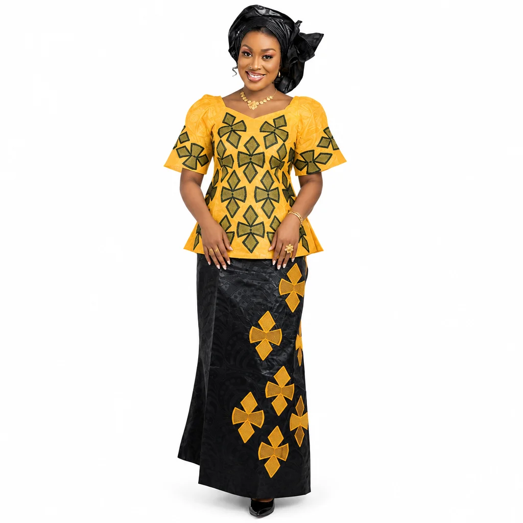 African Dresses For Women Plus Size Embroidery Design Shirt With Pants