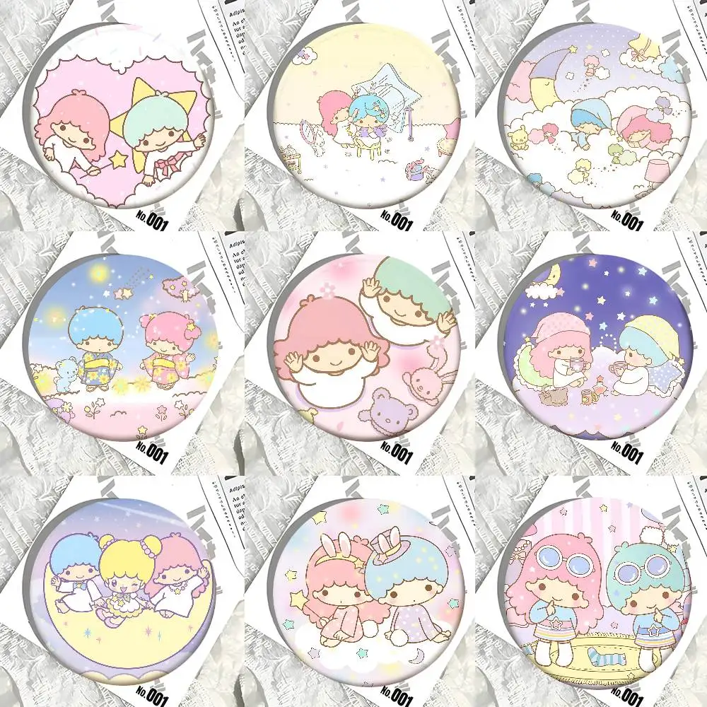 Cartoon L-Little Twin Stars Rundes Abzeichen Kreative Brosche Kleidung Rucksack Accessoires Anstecknadel