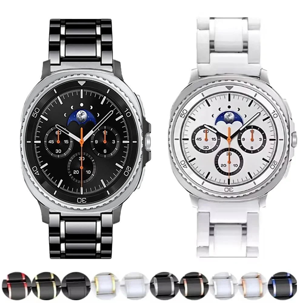 

Керамический + металлический ремешок для Samsung Galaxy Watch Ultra 2025 47 мм, браслет-браслет для Galaxy Watch 8 40/44 мм 8 Classic 46 мм Correa