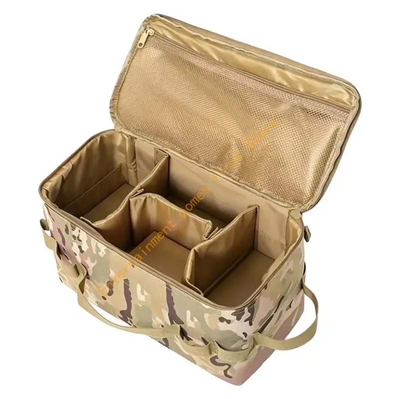 Camping Storage Bag for Cooking Accessories and Small Camp Items, 3 Removable Dividers with Carry Belt 55KD
