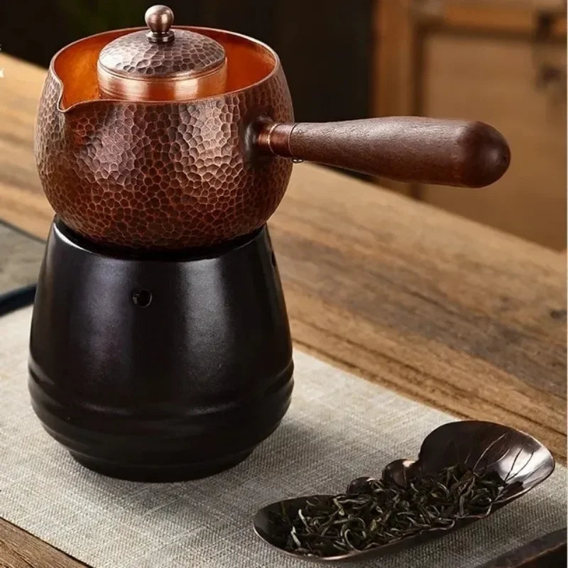 

Handcraft Pure Copper Teapot Kettle, Coffee Tea Pot with Handle, Water Boiler, Hammer Pattern Drinkware