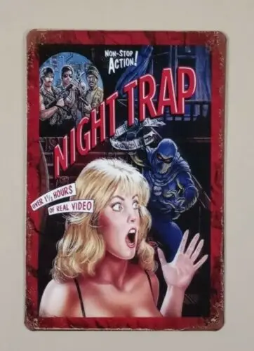 Night Trap - metal hanging wall sign