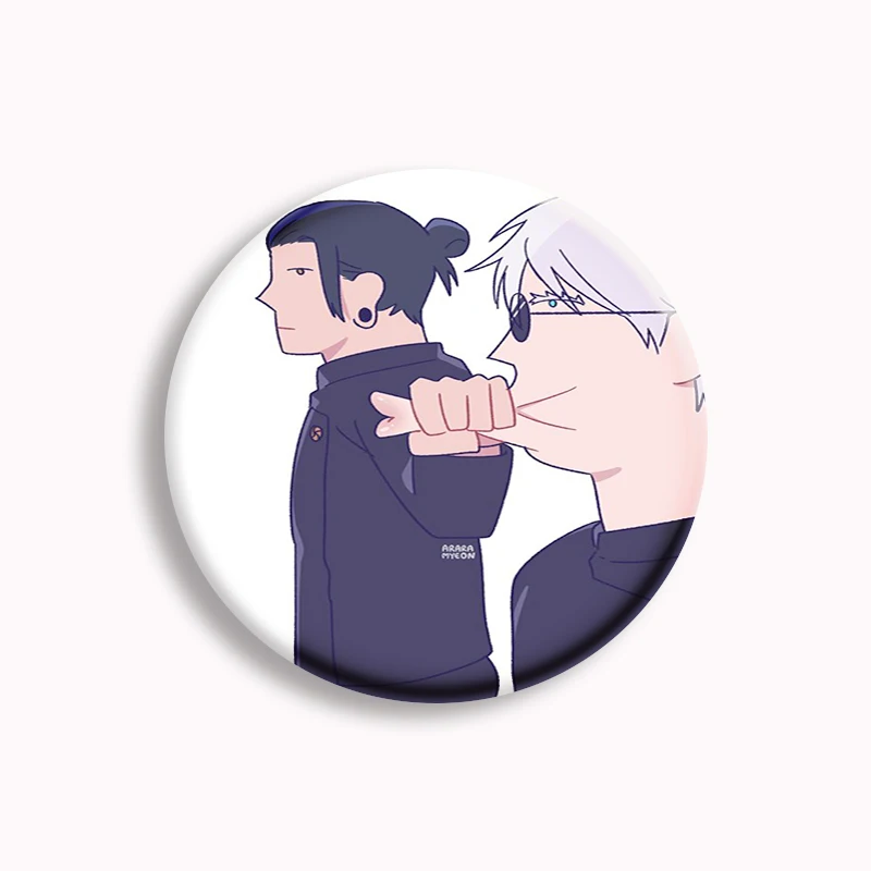 Jujustu Kaisen Anime Button Pin Funny Pink Bow Gojo Satoru Choso Geto Creative Brooch Badge Bag Accessories Fans Collect Gifts