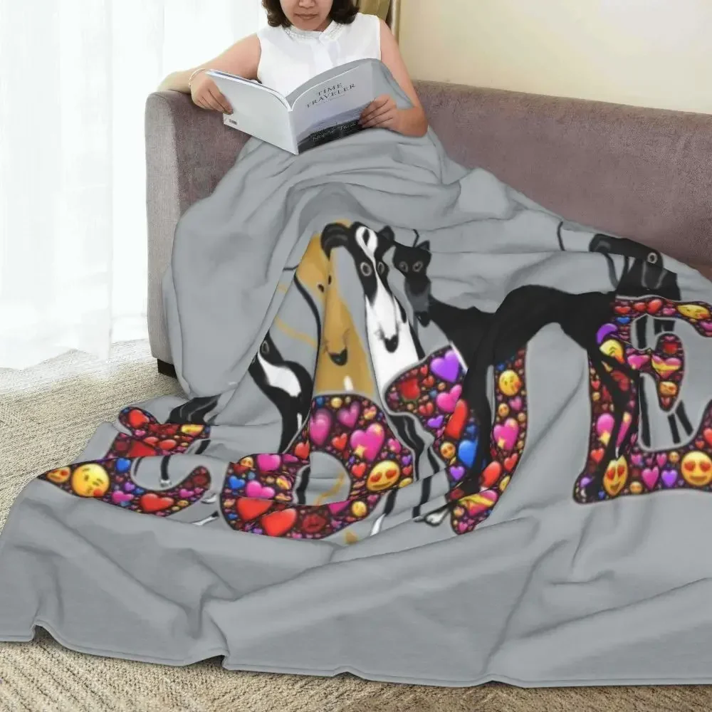 

Love Hounds Flannel Blanket Quality Soft Warm Greyhound Whippet Dog Throw Blanket Winter Travel Bedroom Novelty Bedspread