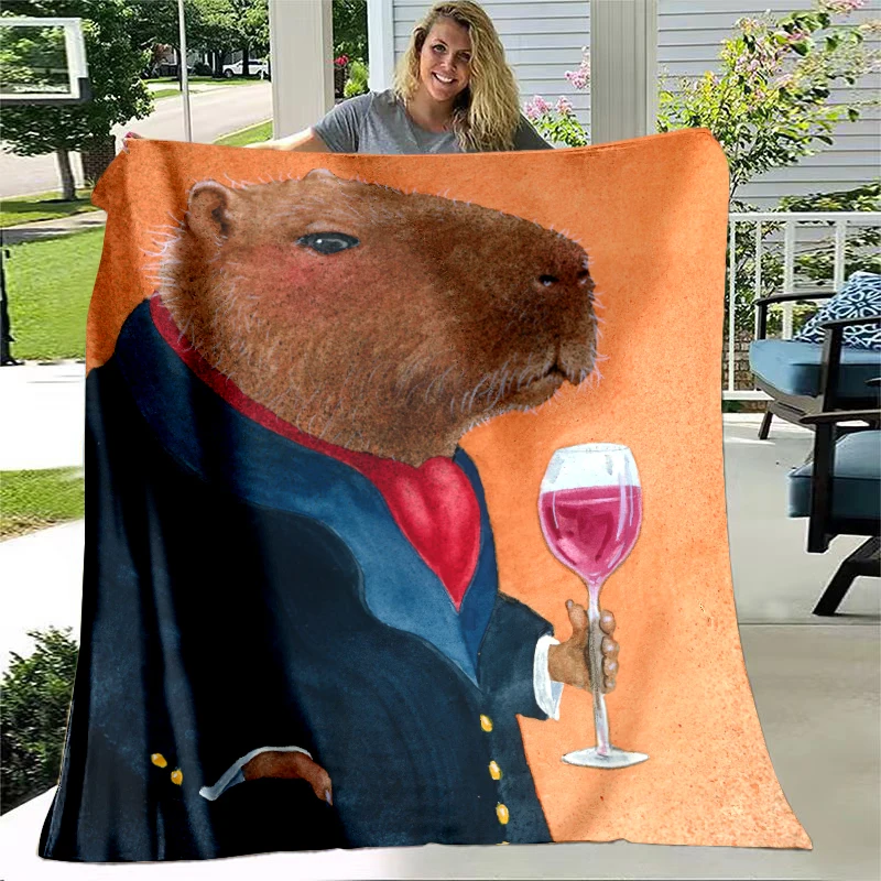 Capybara Club Funny Humor Soft Flannel Throw Blanket Living Room Bedroom Bedspread Blankets for Beds Thin Blanket Home Decor