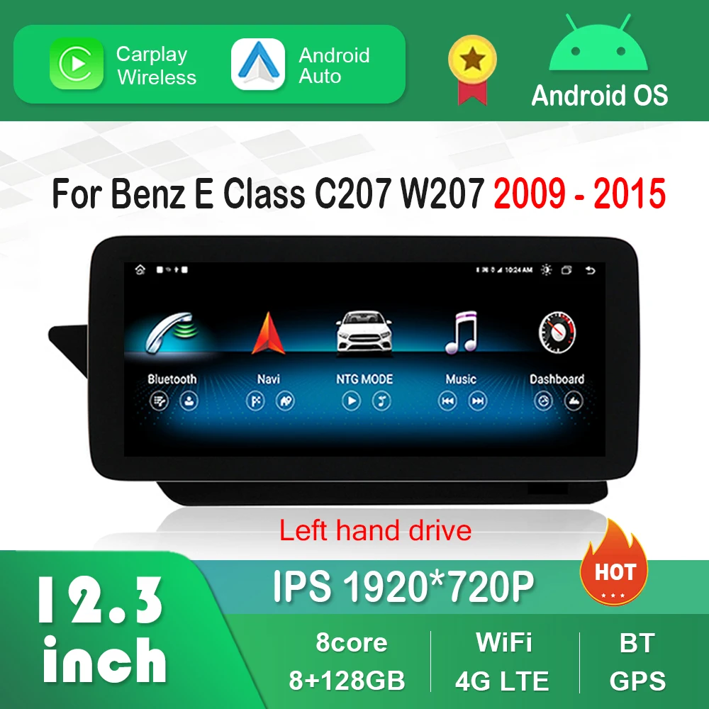 12.3 inch for Mercedes Benz E Class C207 W207 2009 - 2015 NTG 4.0 4.5 System Android Car Radio Video Multimedia Player 1920*720P