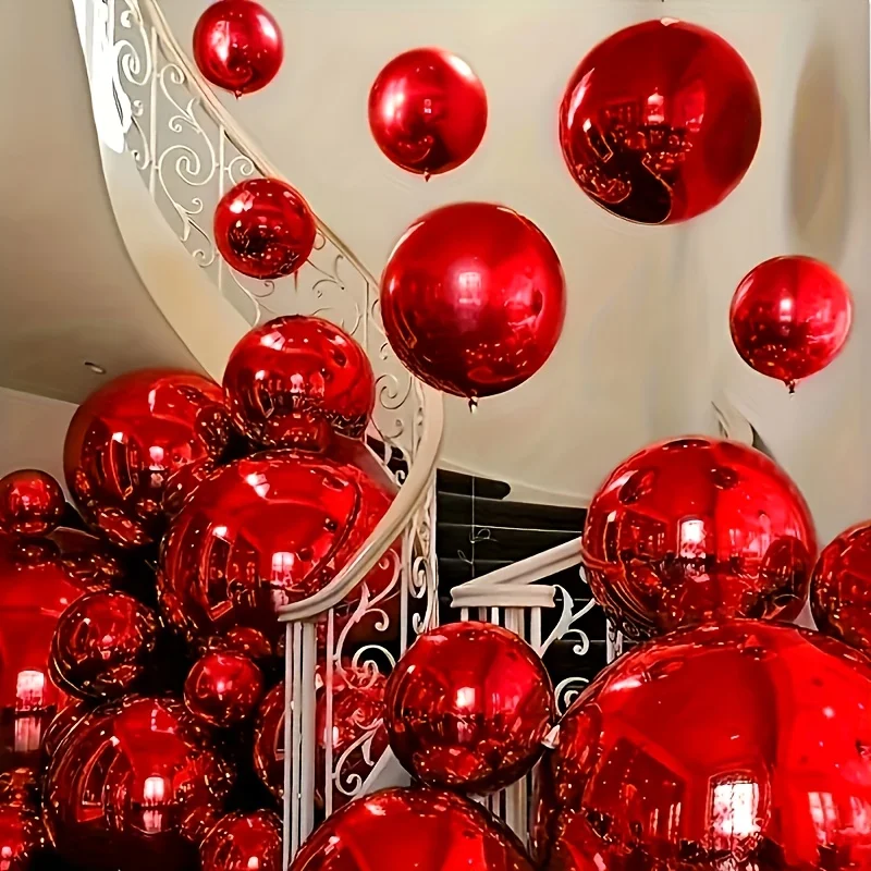 Rotes 4D-Ballon-Set, 45,7 cm/22 Zoll, 4D-Aluminiumfolie, Ballon, Weihnachtsdekoration, Hochzeit, Geburtstag, Party-Dekoration