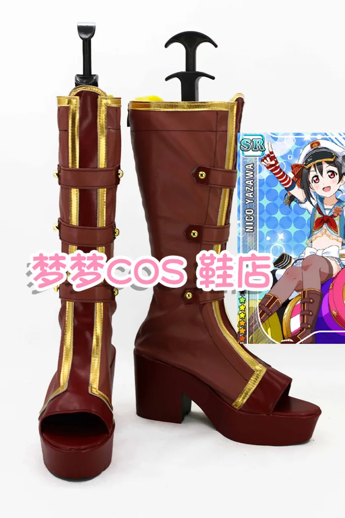 Косплей-обувь Lovelive Nozomi Tojo, ботинки для Хэллоуина, косплей-ботинки Nozomi Tojo, ручной работы, из искусственной кожи.