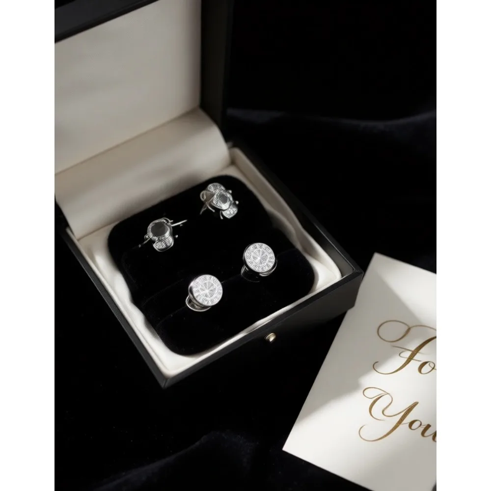 

12 пар черных гипоаллергенных квадратных сережек-гвоздиков из нержавеющей стали с фианитами для мужчин