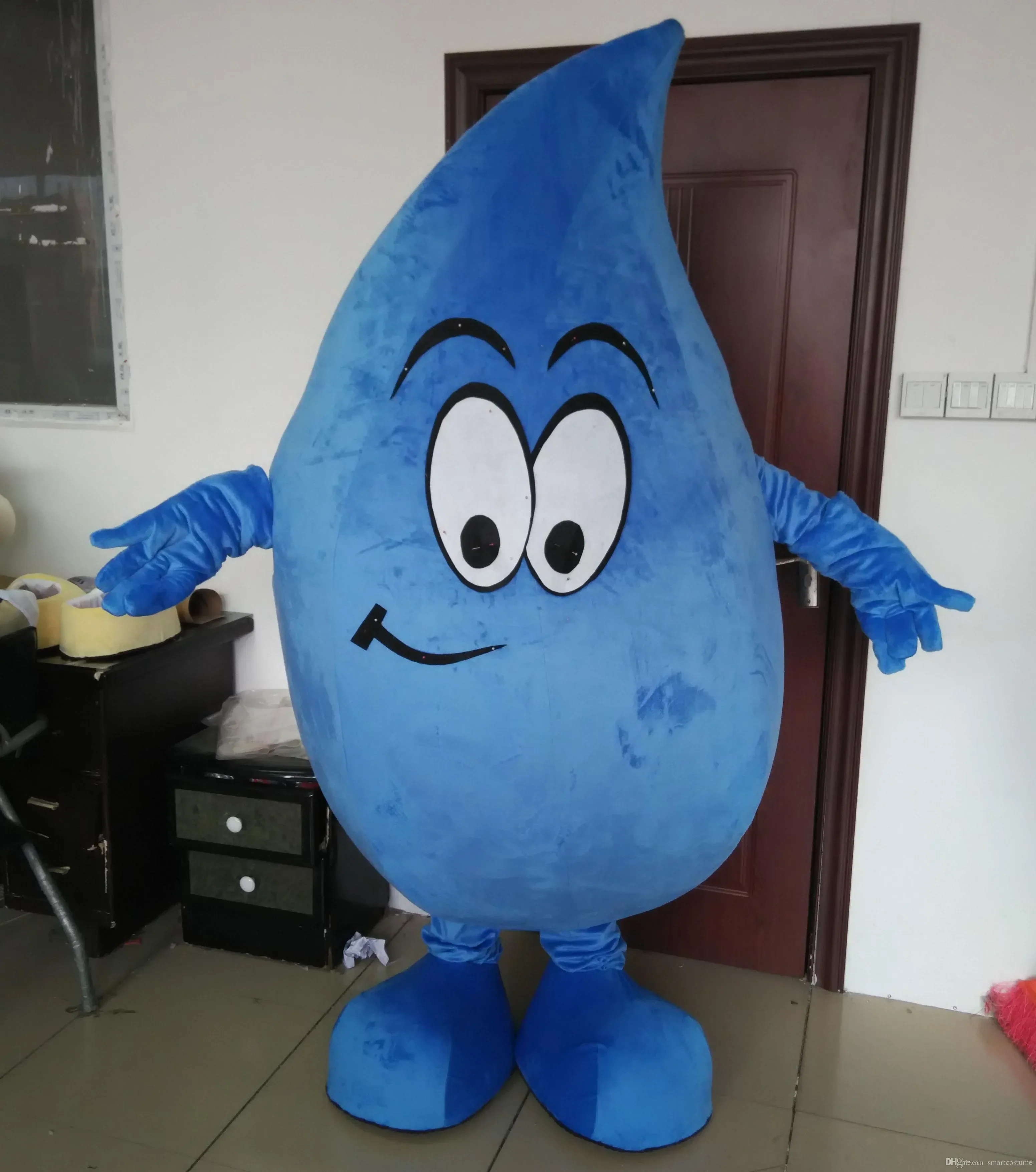 Christmas An Adult Blue Water Drop Mascot Costume With Big Smile For Adult To Wear For Sale For Promotion For Party