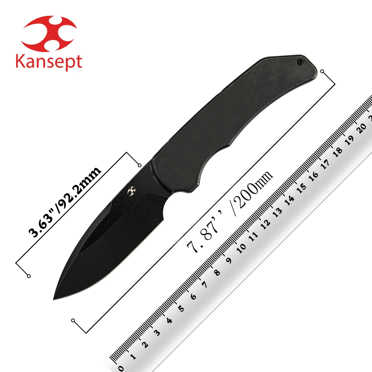 Складные ножи Kansept K1104 Hazard, 3.63 дюйма, лезвие из стали CPM S35VN/дамасская сталь, титановая рукоять, дизайн Стивена Даннака.