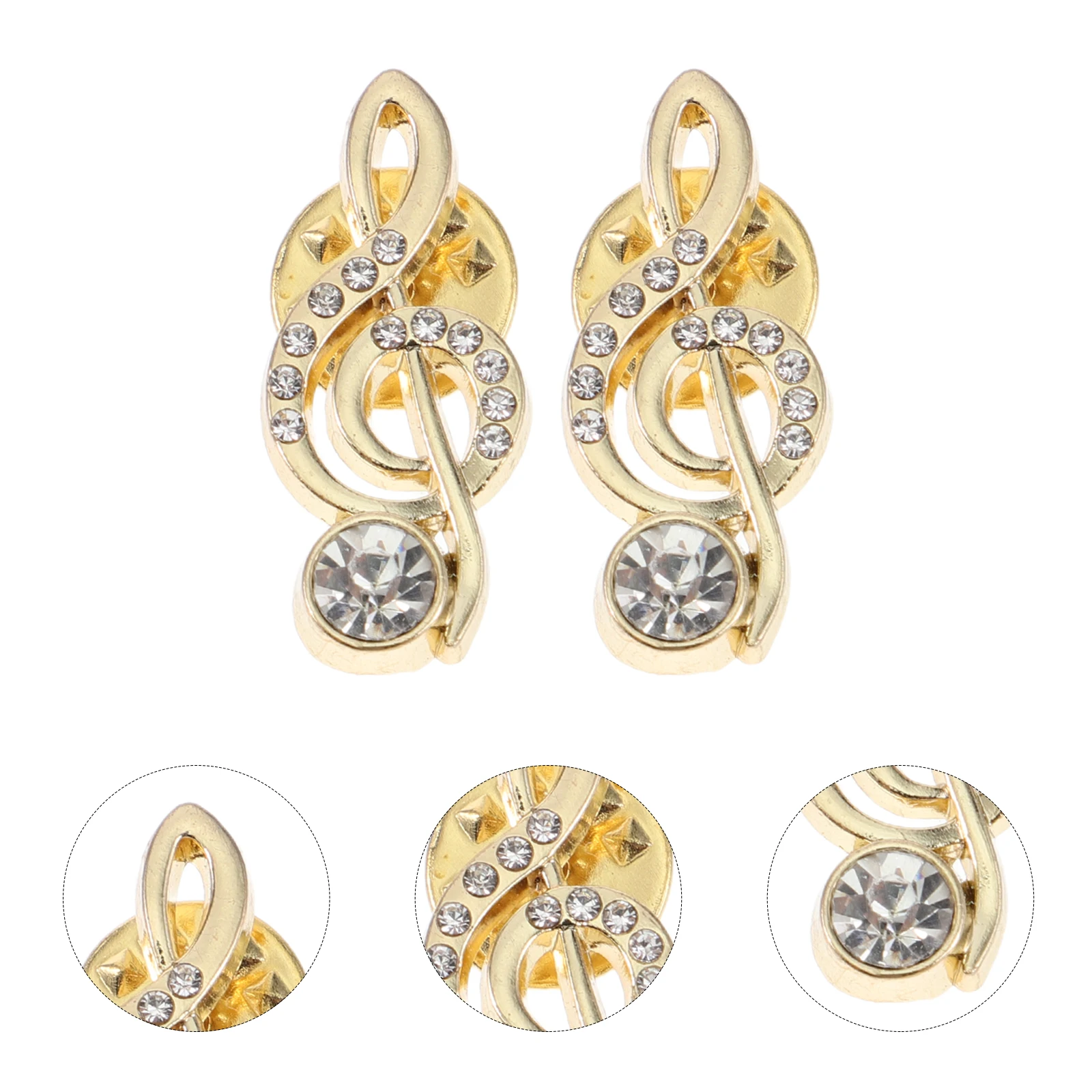 

8pcs Rhinestone Music Note Brooches Artistic Musical Lapel Pins Korean Fashion Lightweight Decorative Brooch For Scarves Suits