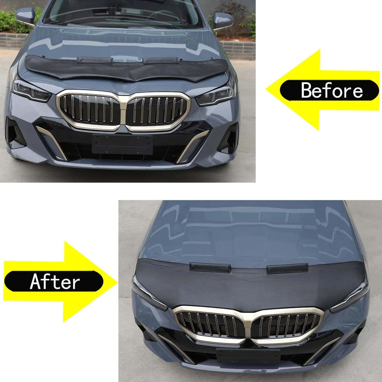 For BMW 5 Series 2024+Car Hood Sand and Stone Deflector Protection Cover Leather Exterior Modification Protection Accessories