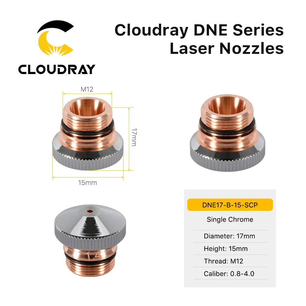 Cloudray-DNE Série Fibra Laser Bicos, Tipo B, Diâmetro 15mm, 17mm, Única Dupla Camada de Cromo, Calibre 0.8-6.0 para a Cabeça de Corte