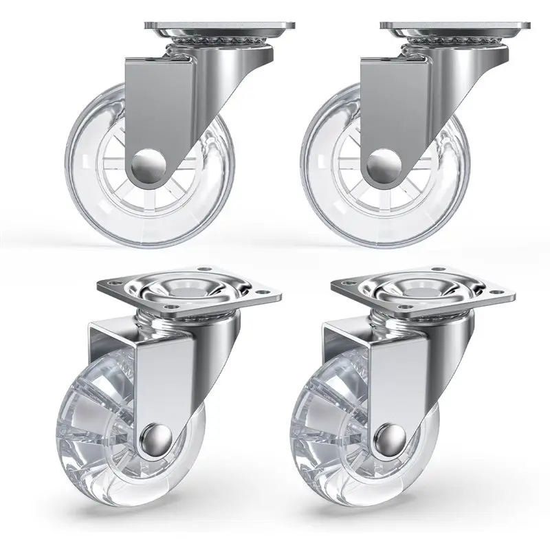 EYFL-2 Inch Clear Casters,Maximum Load Capacity 265Lbs Set Of 4, 360 Degree Swivel Casters, For Furniture And Workbench