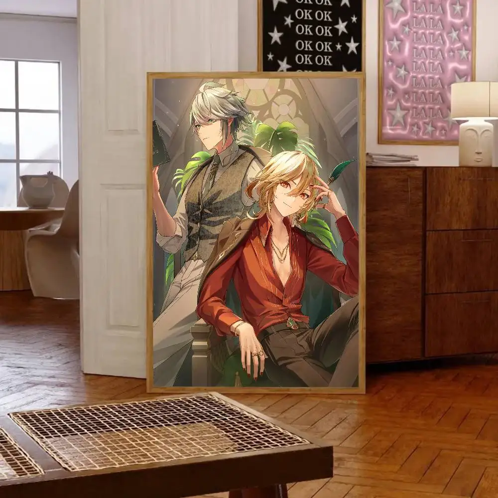 1 قطعة Genshin تأثير Kaveh الهيثم المشارك طباعة لغرفة النوم غرفة المعيشة ديكور المنزل اللوحة جدار الفن HD صورة جدارية