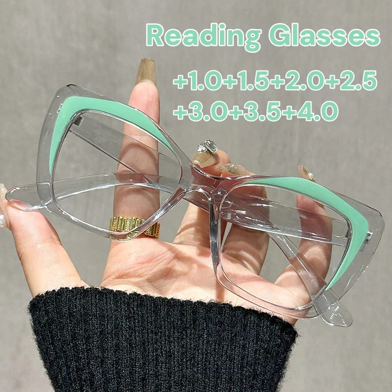 

Ladies' Presbyopic Glasses Women Fashion Cat Eye Decorative Eyewear Men Oversize Anti Blue Light Far Sight Eyeglasses Diopter