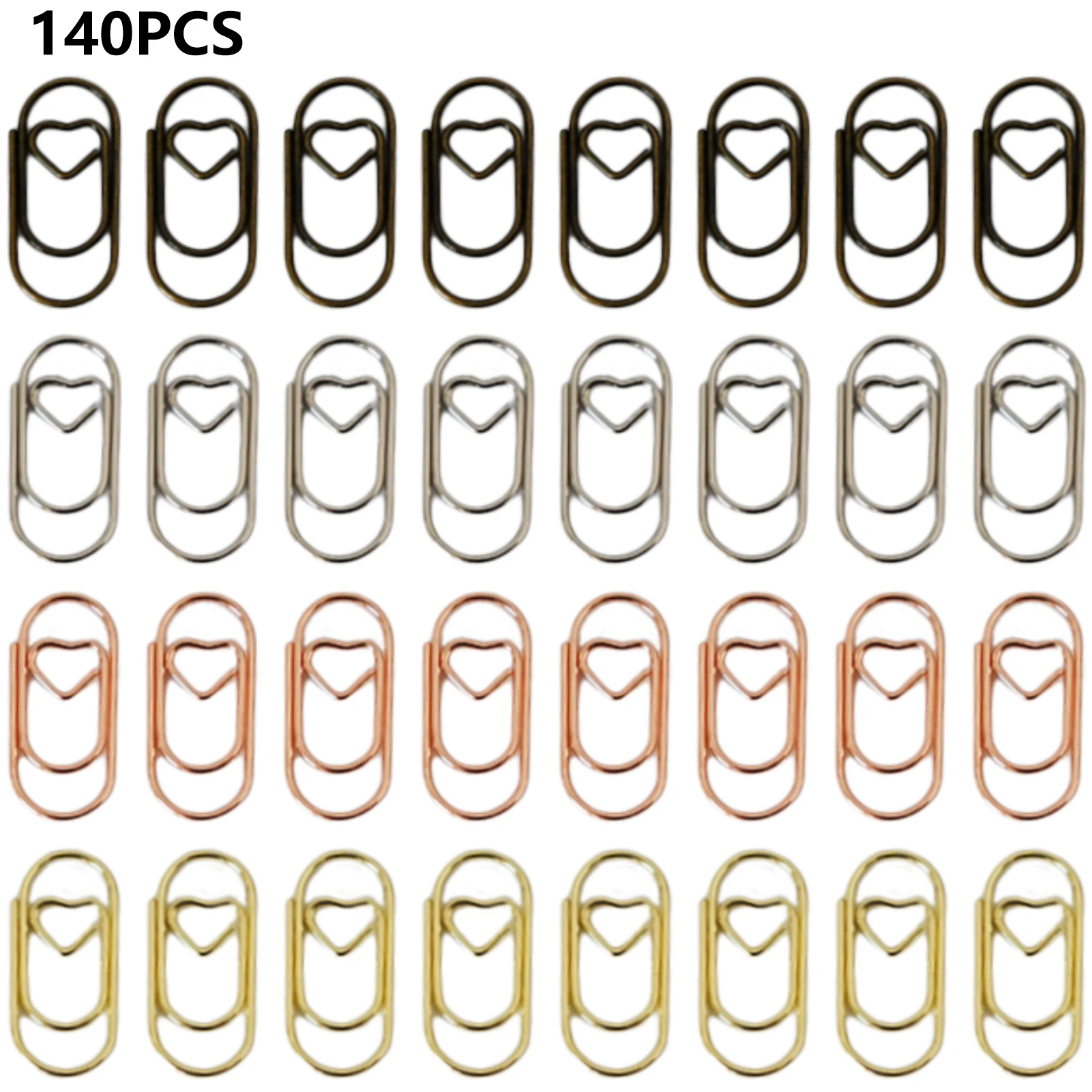 140pcs School Office Document Organizing Sorting Smooth Heart Shaped Mini Metal Paper Clip Stationery Universal Binding Supplies