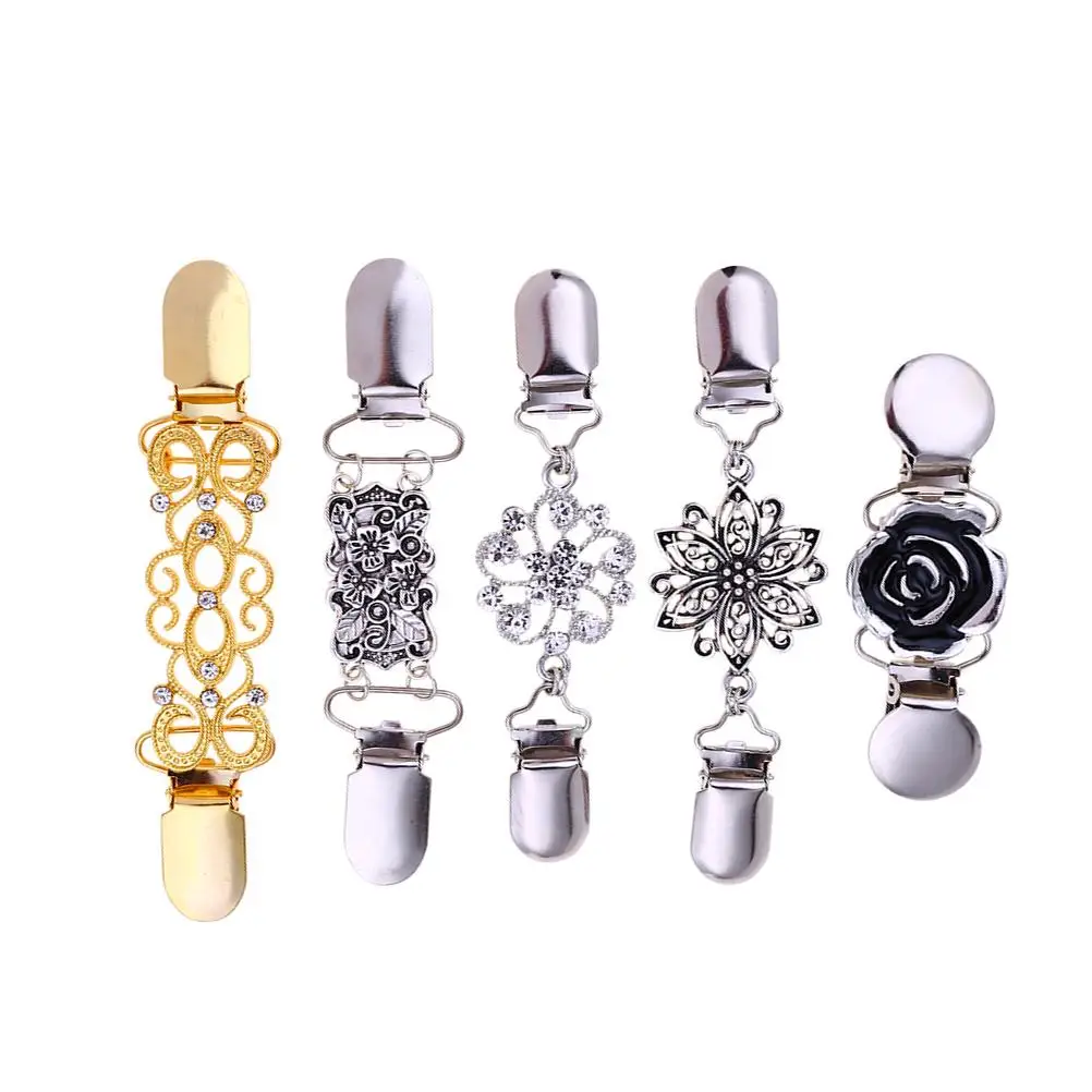 

5 Pcs Rhinestone Sweater Clips Women Brooches Vintage Style Collar Women Sweater Clips Accessories Fashion Jewelry