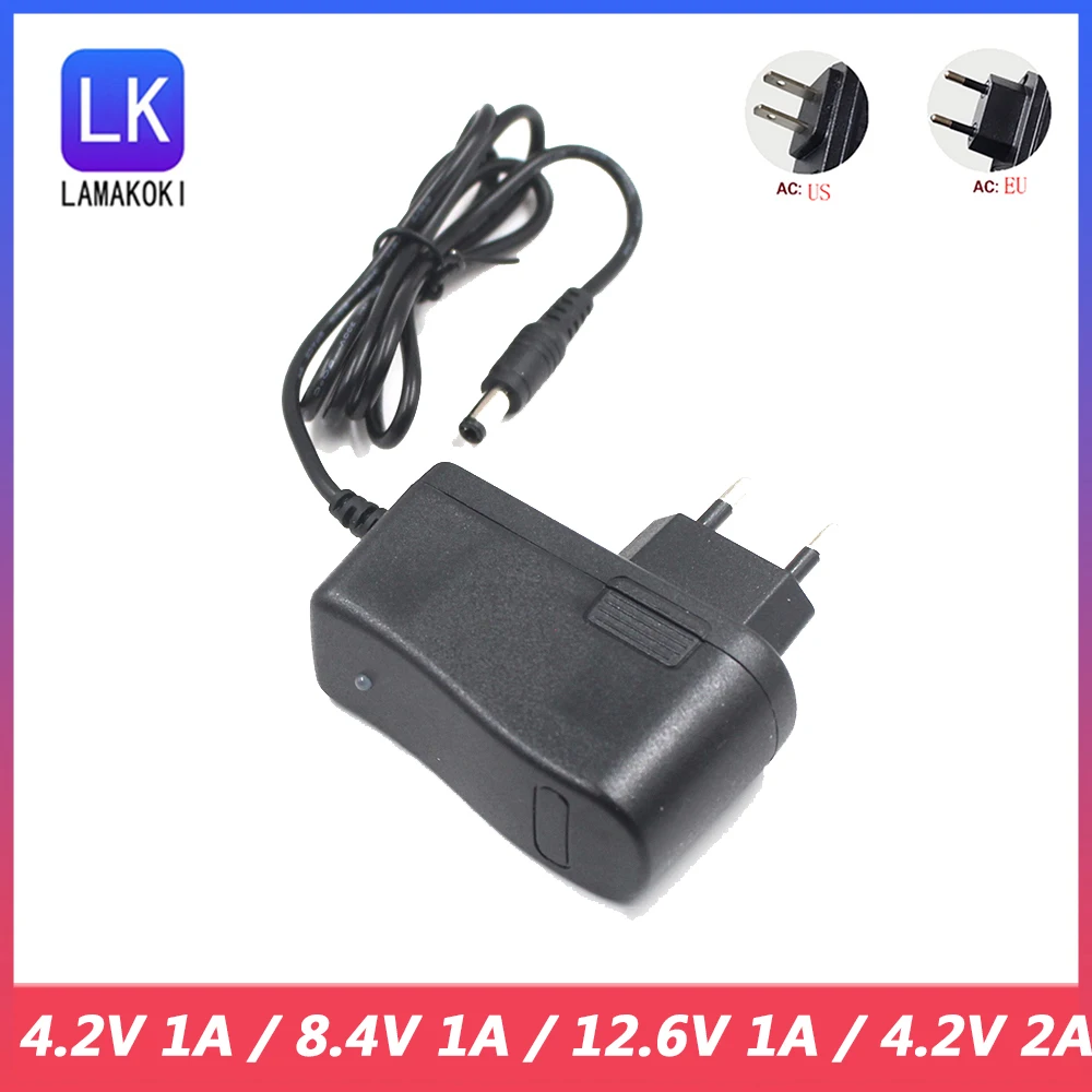 AC 100-240V DC 4.2V 8.4V 12.6V 1A for 18650 Lion Lithium Battery Charger Power Adapter 12.6 V 4.2V 8.4V 1000MA