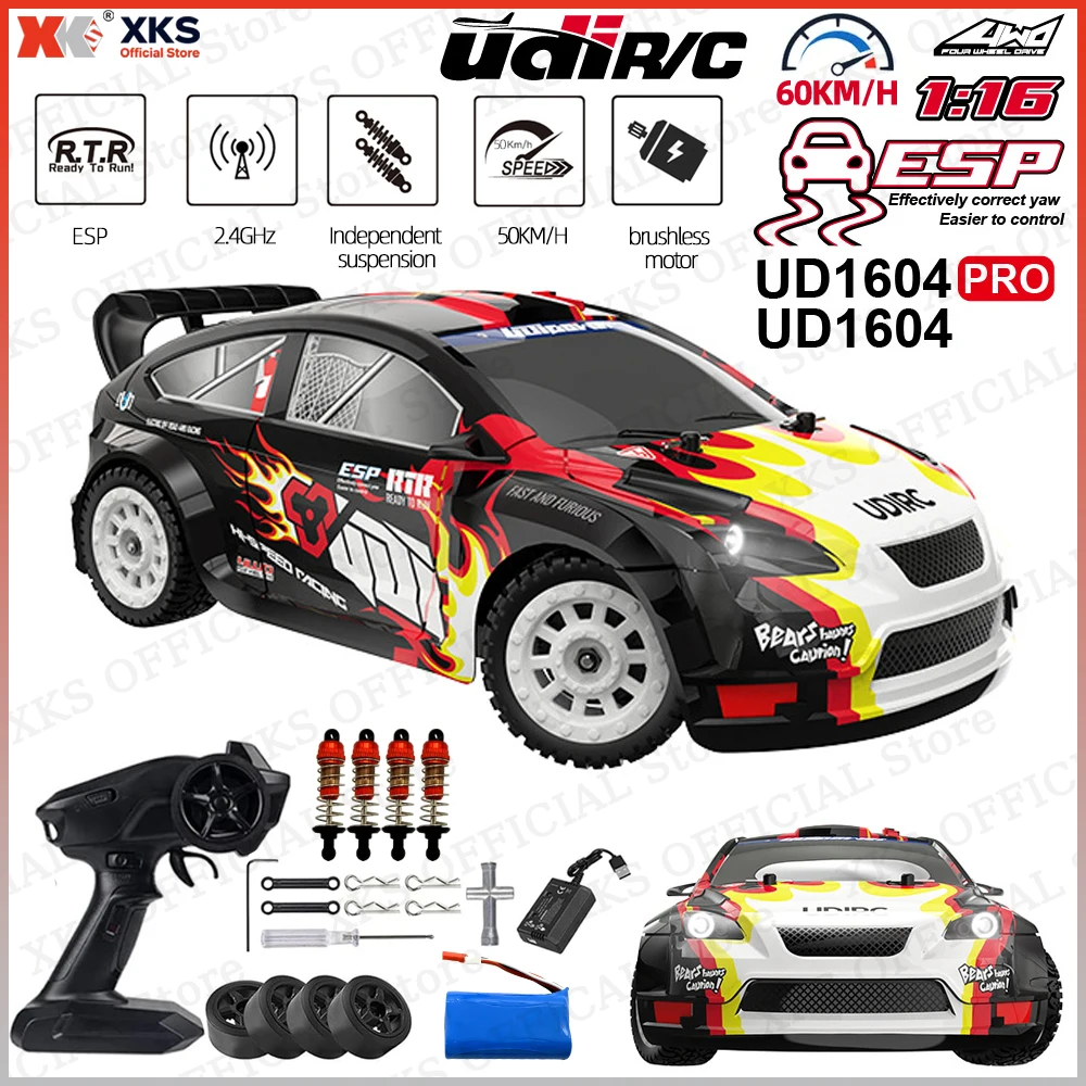 

XKS UDIRC 1604/1604Pro 1/16 4WD Brushless Motor RC Car 60km/H High Speed Drift Racing 2.4G LEDLights RC Toy Gift for Kids Adults