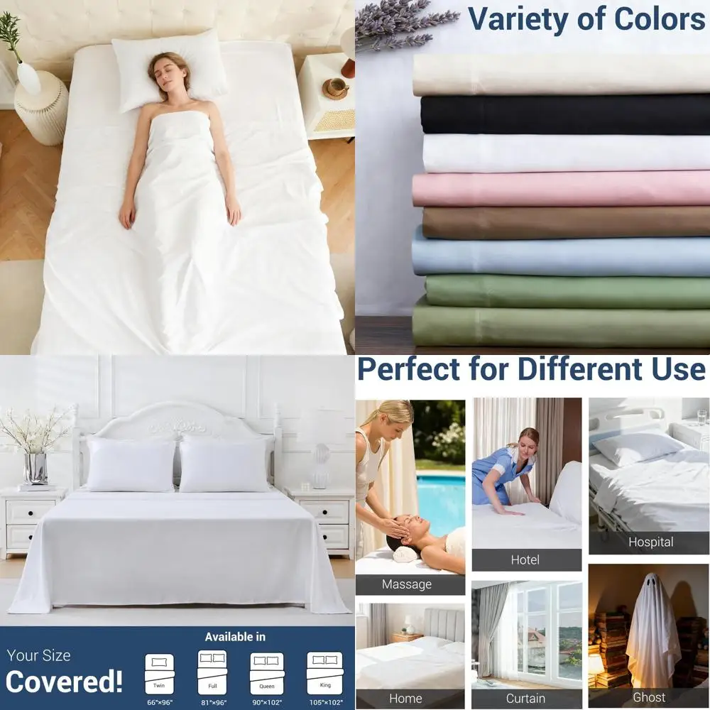 

12-Piece White Twin XL Flat Sheets Set, Quick-Sort, Color-Coded, Wrinkle and Shrink Resistant, Ideal for Hotels and Hosts, 66x96