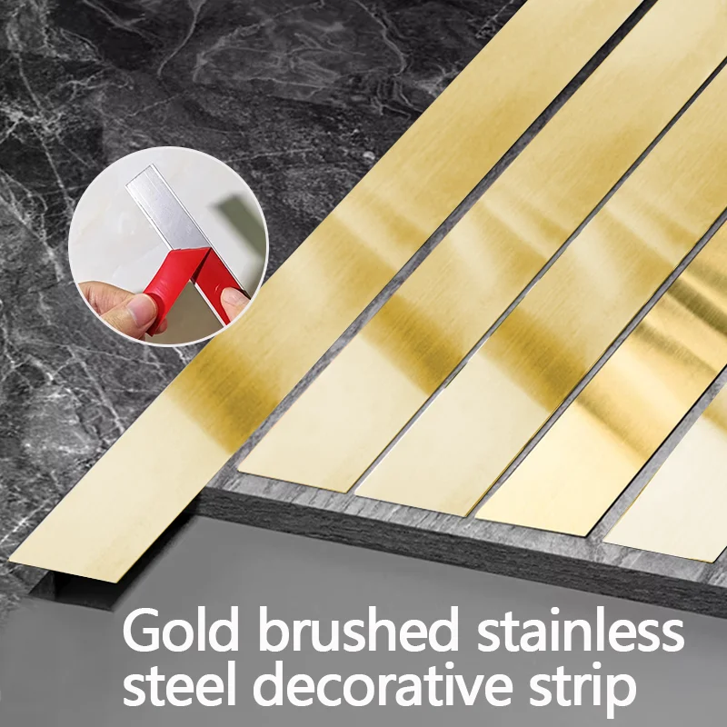 94.49 inch long stainless steel strip, metal brushed material, decorative for home doors, windows, ceilings, easy to install