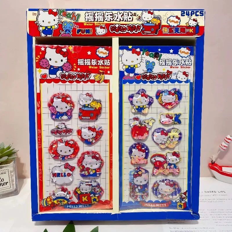 Pegatina 3D de Hello Kitty de Sanrio, con Inyección de Agua, para Decorar Carcasas de Teléfono Móvil, con Efecto de Arena Movediza, Impermeable, para Carteras