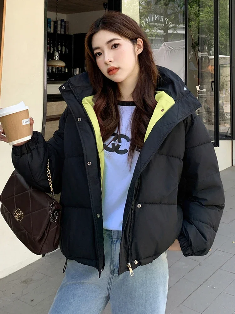 Jmprs Adrette Dicke Winter Parkas Frauen Koreanische Süße Patchwork Puffy Mantel Mode Langarm Einfache Baumwolle Unten Jacke Neue