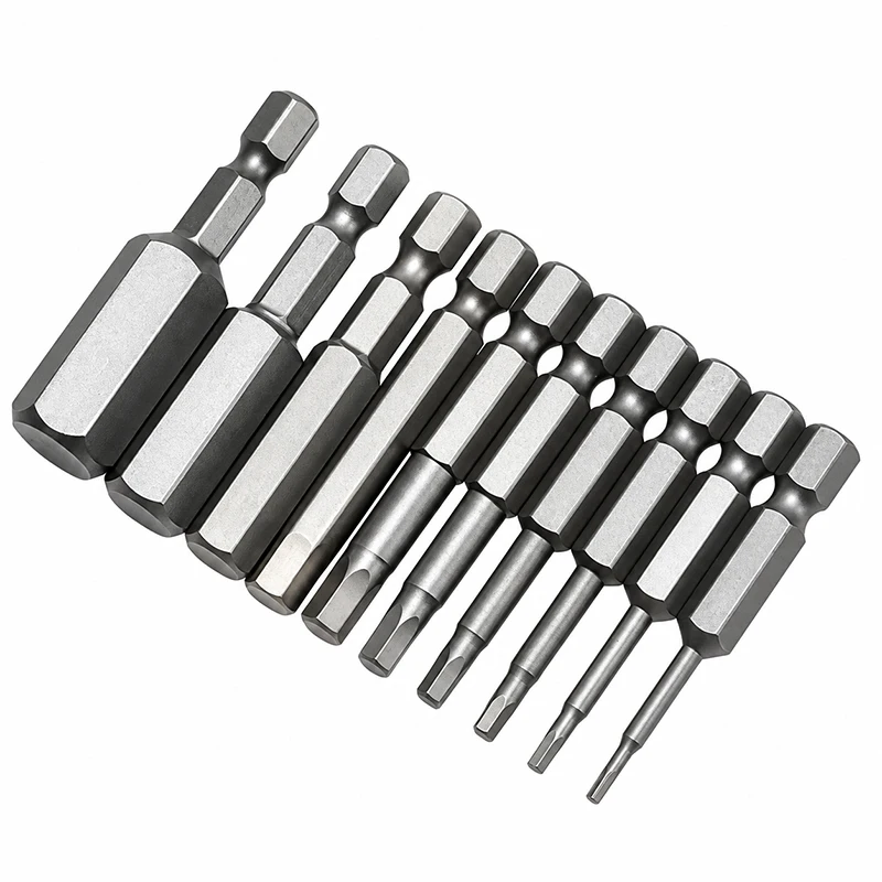 10-teiliges Sechskant-Bit-Set, metrisch H1,5-H12, Inbusschlüssel-Bits, S2-Legierungsstahl, magnetisch, 1/4 Zoll Sechskantschaft für Bohrmaschine und Schraubendreher – Detail 6