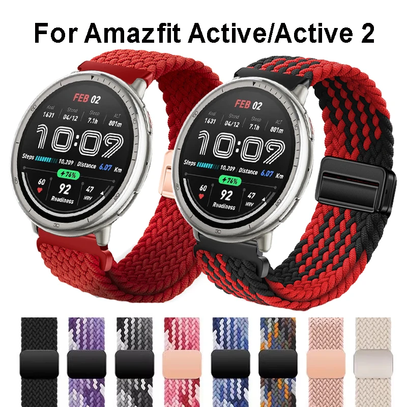 22mm 20mm Magnetic Braided Solo Loop For Amazfit Active 2 Band For Amazfit Active GTS 4 2E GTR 2 3 4 Cheetah Round/NEO Bracelet