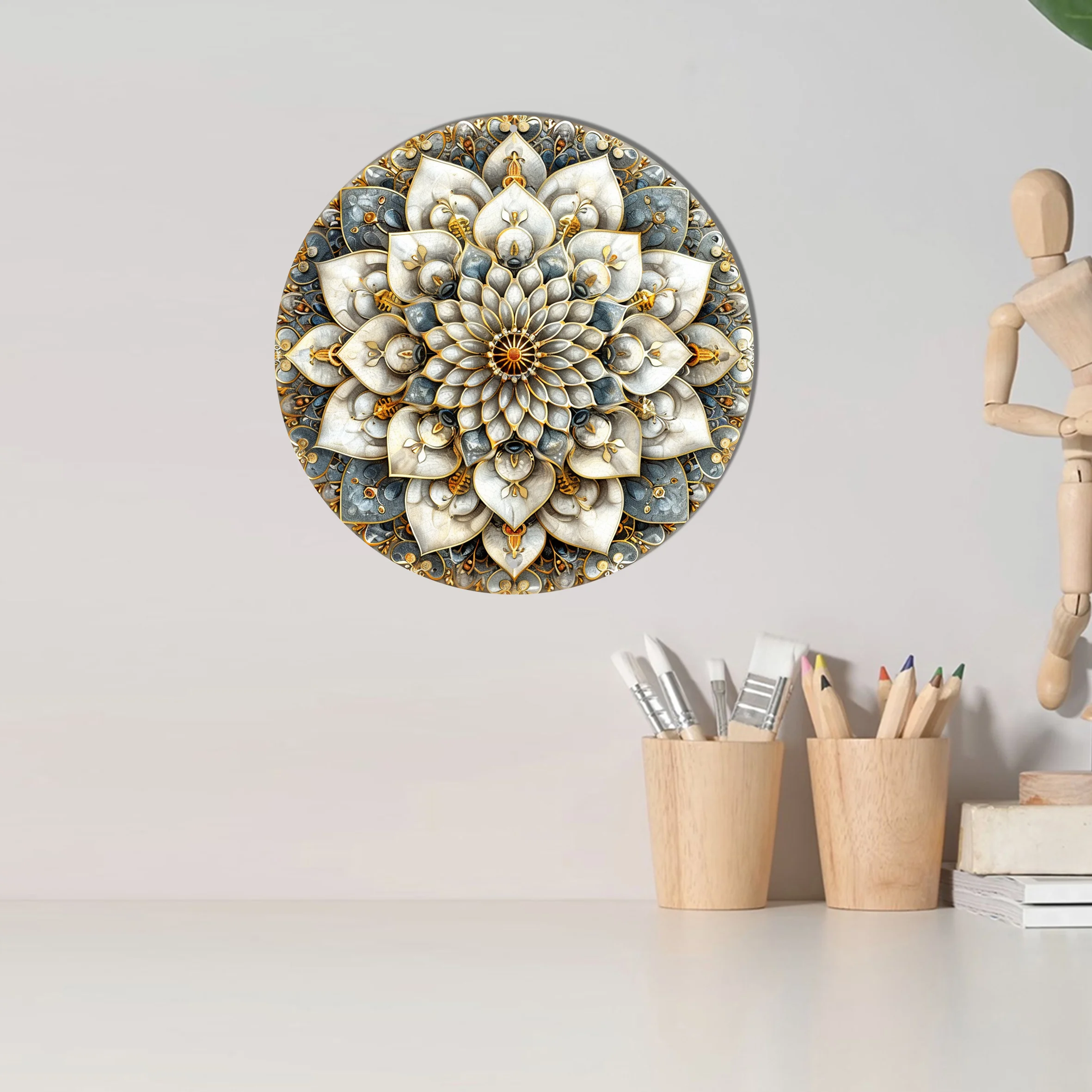 Mandala Wreath Sign - Classic Style, Electricity-Free, High Bending Resistance Wall Decor for Home, Cafe, Apartment, Restaurant