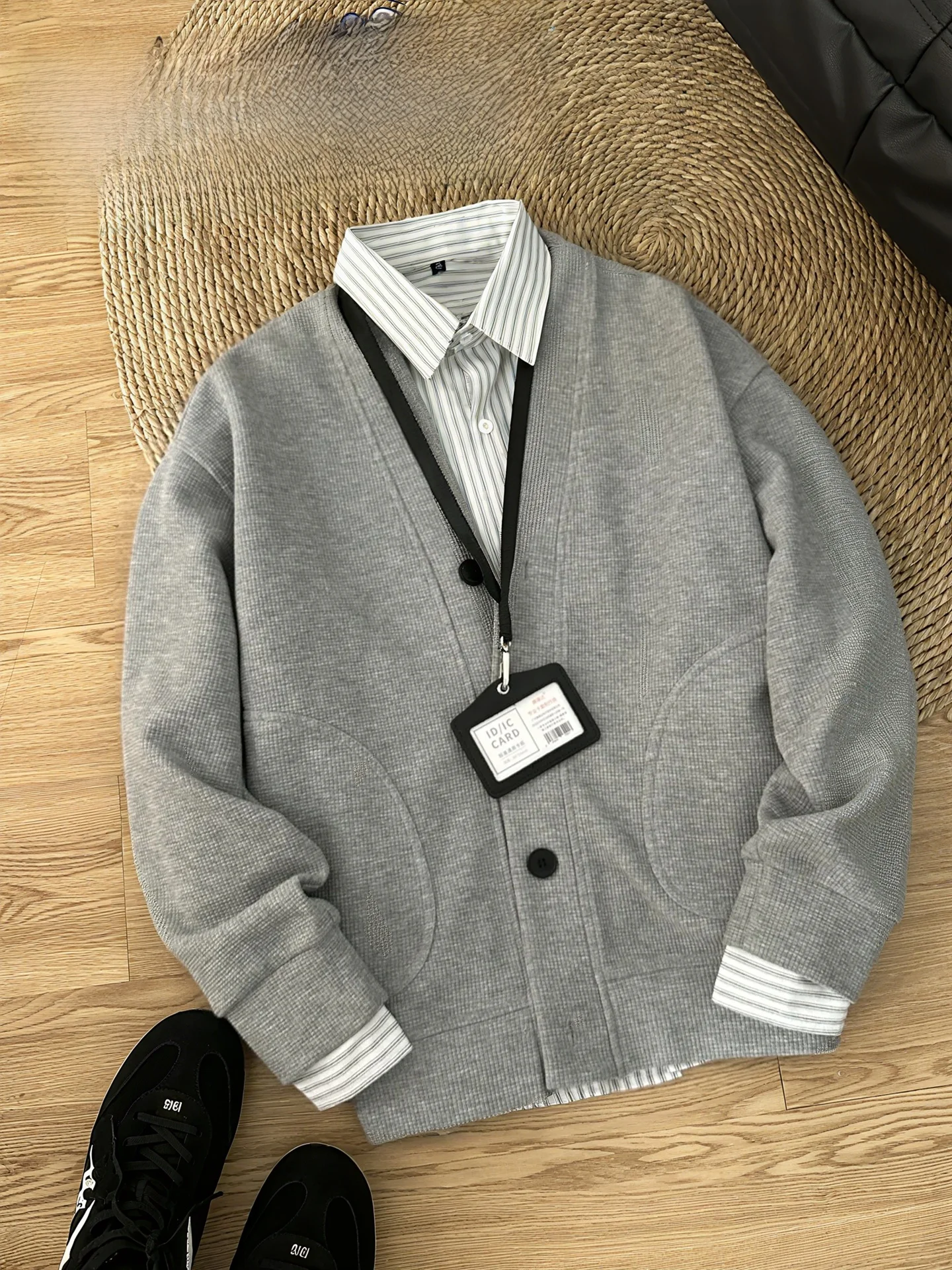 

Мужской кардиган Cleanfit с V-образным вырезом, осенний, в американском стиле, для пар, с длинными рукавами, вязаный свитер для активного отдыха