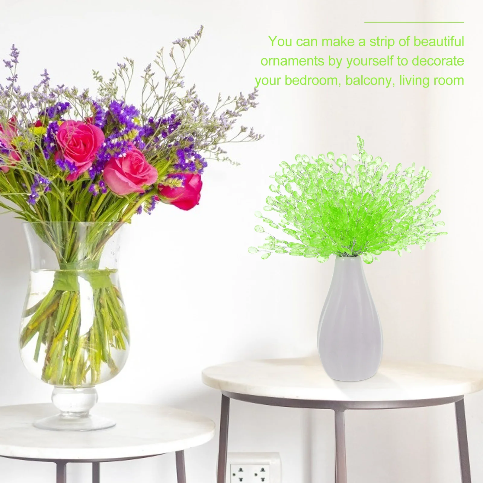 

50Pcs Artificial Flower DIY Acrylic Drop Flower Branch Stems for Wedding Cake Christmas Tree Floral DIY Crafts