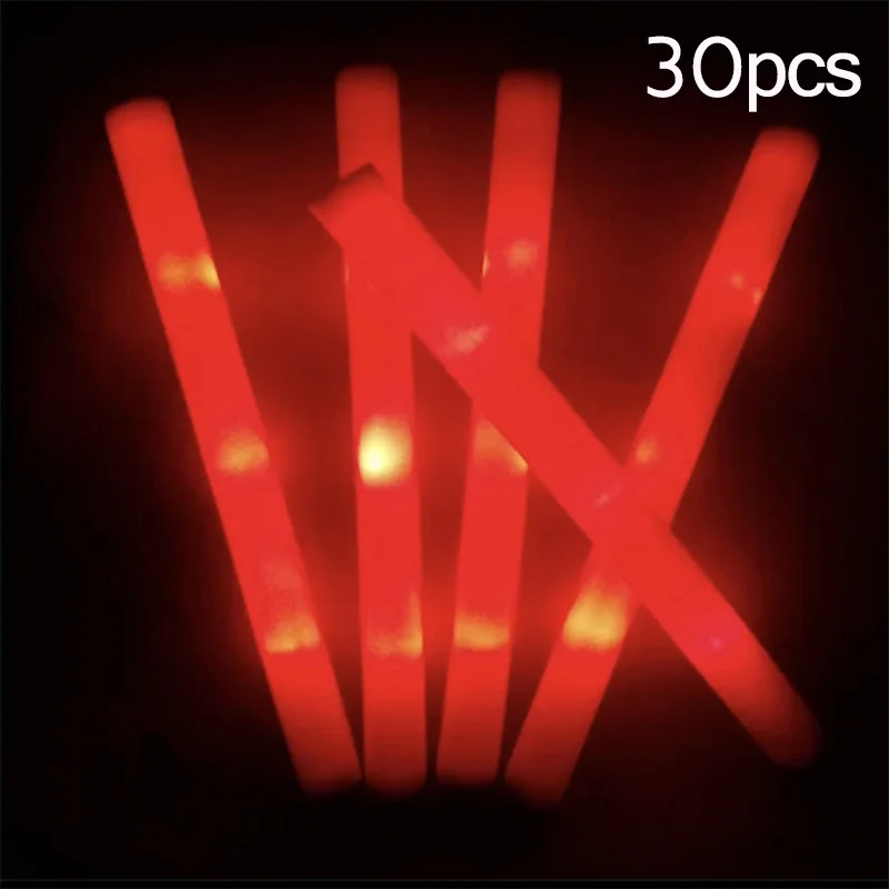 15/30Pcs LED Glow Sticks Bulk Colorful RGB Glow Foam Stick Cheer Tube Dark Light for Xmas Birthday Wedding Party Supplies image 3