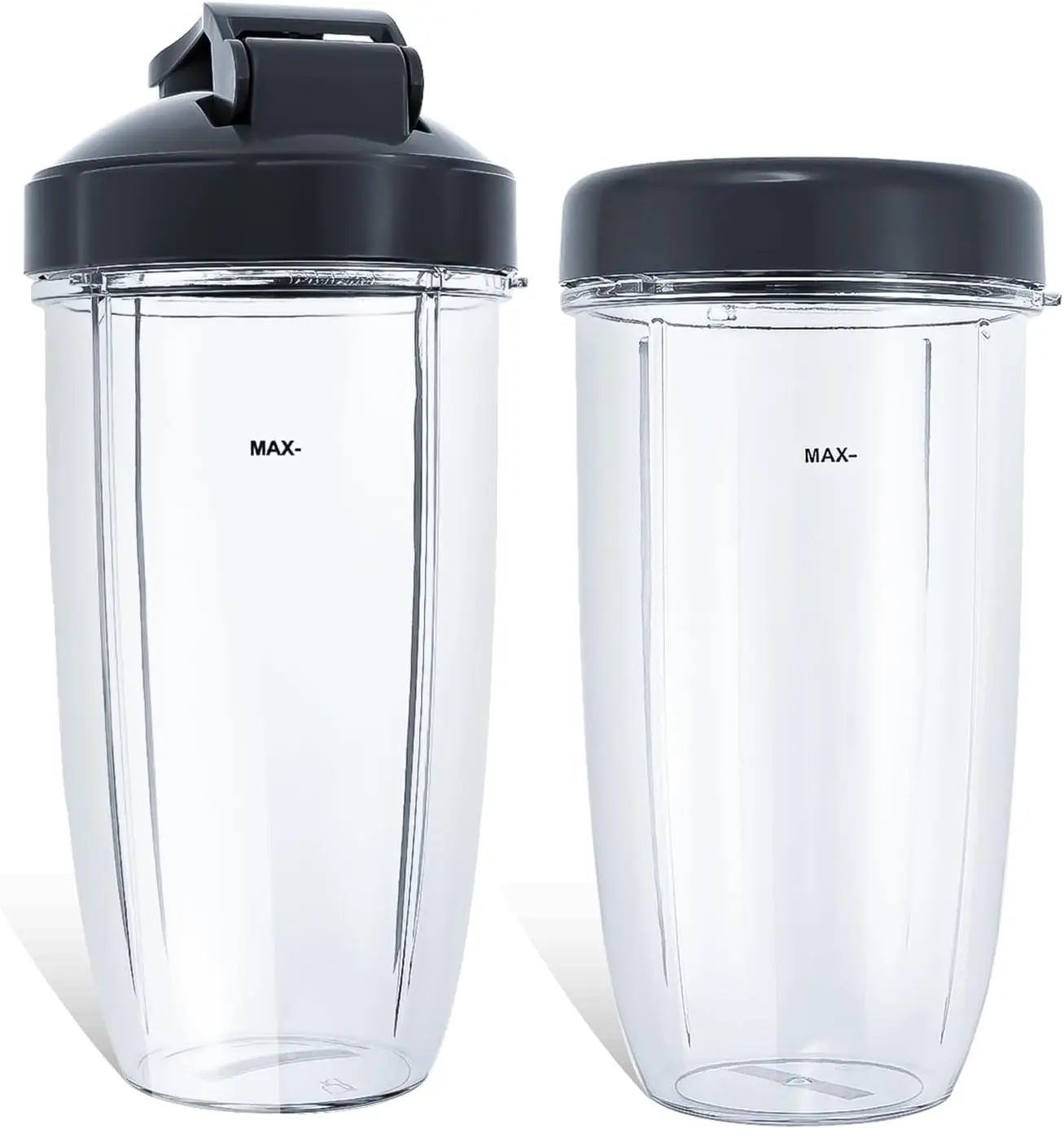 Kit de substituição de copos de liquidificador de 32 onças com tampa flip-top para viagem e tampa plana compatível com modelos Nutribullet Pro 900w/ 600w