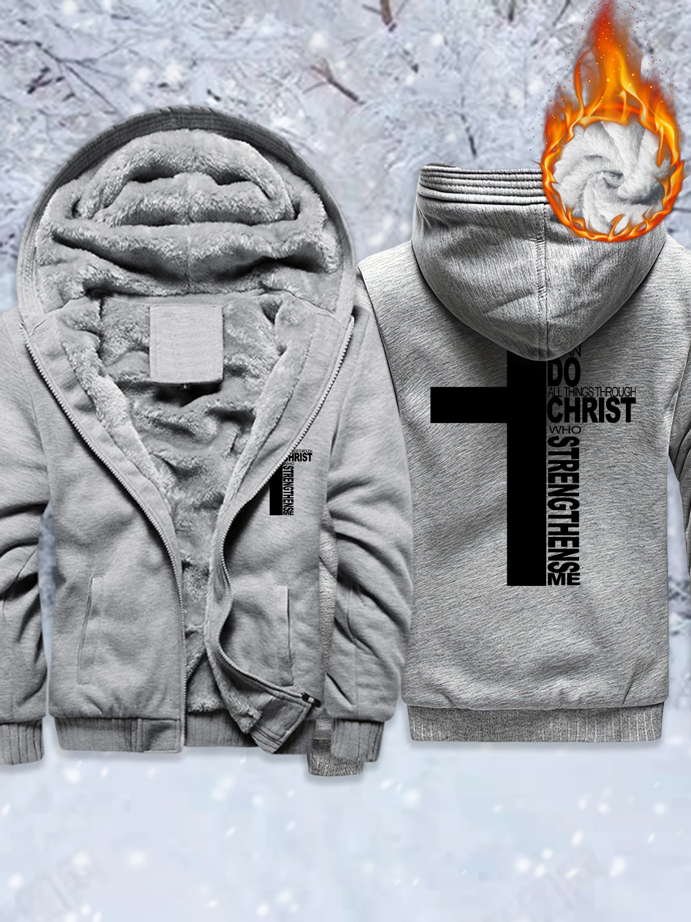 

Christ Has Made Me Invincible Prints Men'S Jacket Warm Sweatshirt High Quality Outdoor Clothing Winter Soft Fleece Streetwear