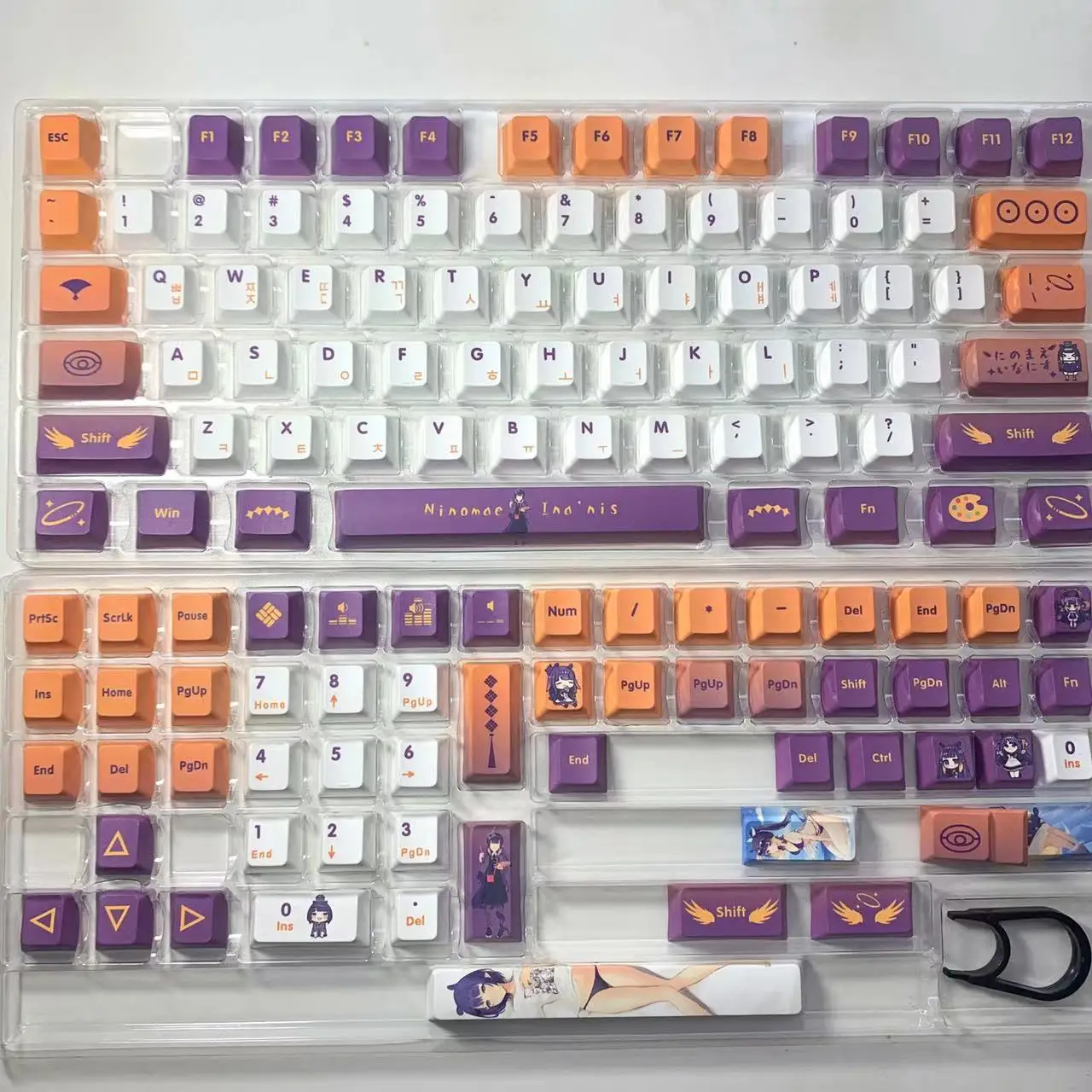 Korean Vtuber Hololive Keycaps 132 Keys Ninomea Ina\'nis Keycaps PBT DYE Sublimation Cherry MX Switch Keycap Mechanical Keyboard