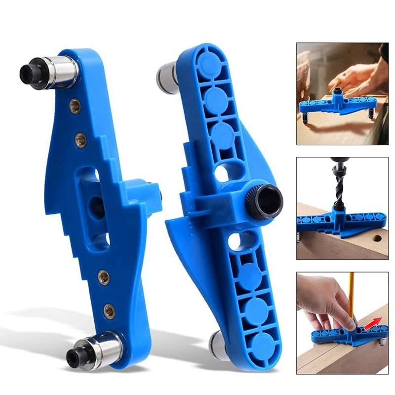 1Set 2-In-1 Straight Hole Punching Locator Sets Round Tenon Punch DIY Woodworking Tools Blue