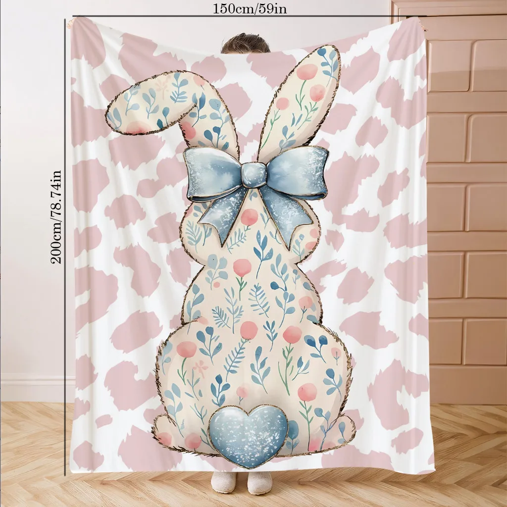 Cobertor rosa leopardo e coelho – lance macio e aconchegante